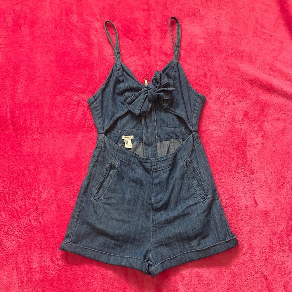 Denim cut out romper